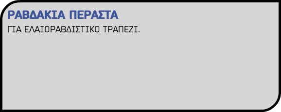 ΡΑΒΔΑΚΙΑ ΠΕΡΑΣΤΑ ΓΙΑ ΕΛΑΙΟΡΑΒΔΙΣΤΙΚΟ ΤΡΑΠΕΖΙ. 